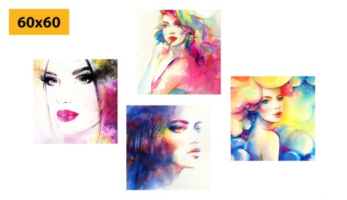 Set obrazov elegancia ženy vo farebnom prevedení