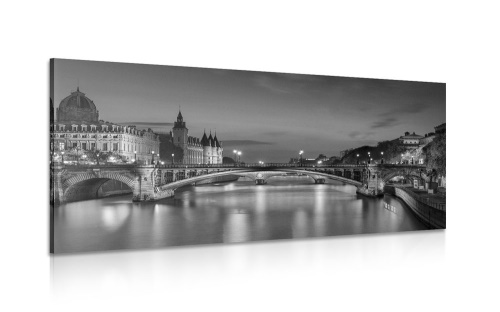 Obraz oslňujúca panoráma Paríža v čiernobielom prevedení