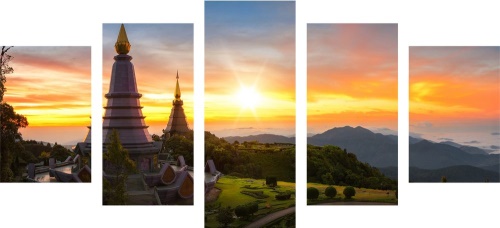 5-dielny obraz ranný východ slnka nad Thajskom
