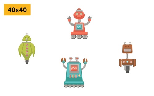 Set obrazov partia robotov