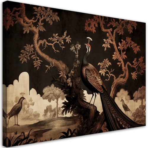Obraz na plátně, Orientální páv na stromě