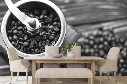 Samolepiaca fototapeta čiernobiely vintage mlynček na kávu