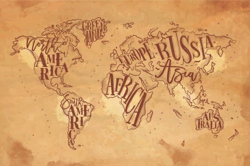 Samolepiaca tapeta moderná mapa sveta na vintage podklade