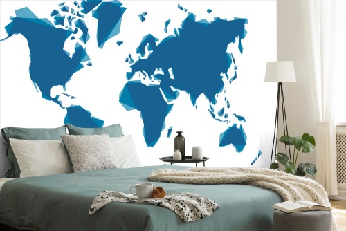 Samolepiaca tapeta modrá abstraktná mapa sveta