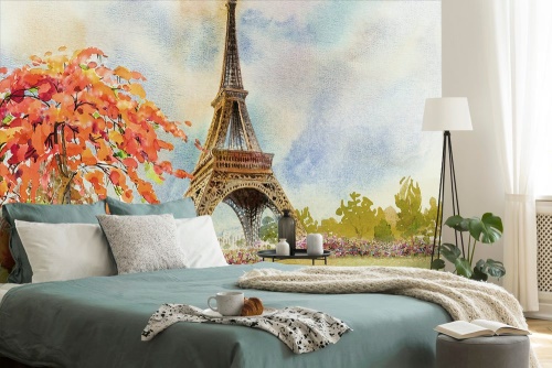 Samolepiaca tapeta Eiffelova veža v pastelových farbách