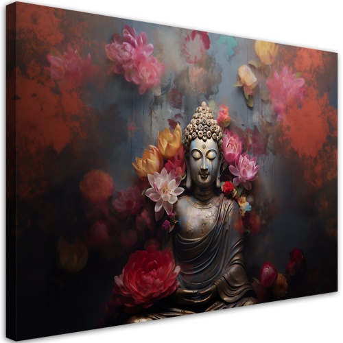 Obraz na plátně, meditace s květy buddhy
