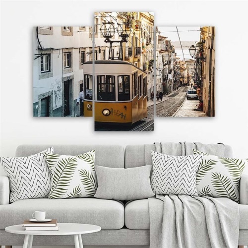 Obraz na plátně třídílný Tramvaj Lisabon City