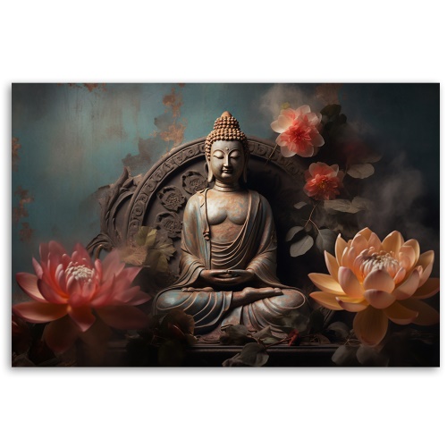 Obraz na plátně, socha buddhy