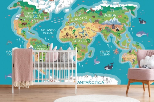 Tapeta zemepisná mapa sveta pre deti