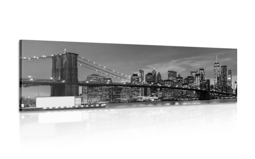 Obraz očarujúci most v Brooklyne v čiernobielom prevedení