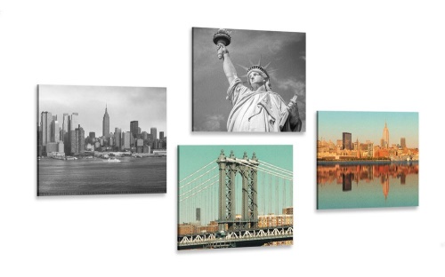 Set obrazov zaujímavá kombinácia mesta New York