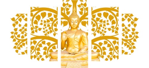 5-dielny obraz Budha so stromom života