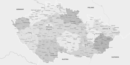 Obraz elegantná šedá mapa Česka