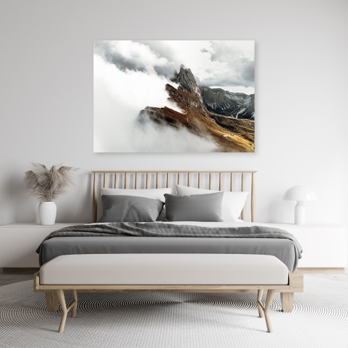 Obraz na plátně, Vrchol hory v oblacích