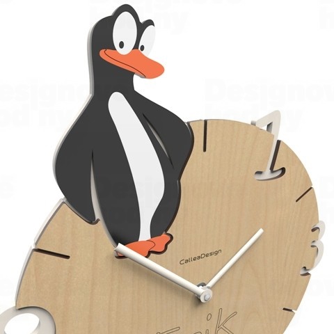 Dětské hodiny CalleaDesign tučňák 36cm