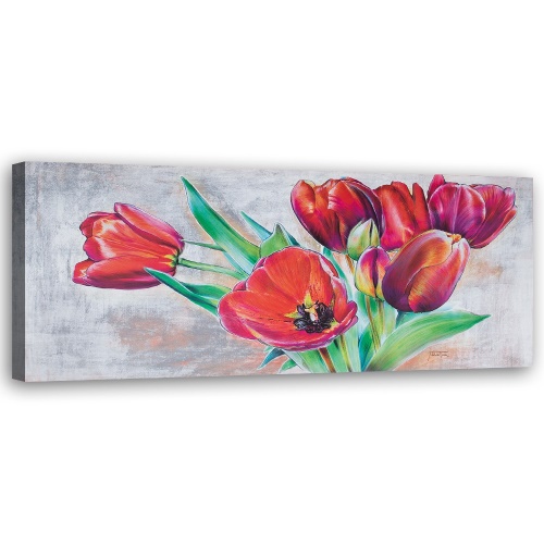 Obraz na plátně Červený květ tulipánu jako malovaný