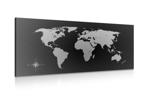 Obraz mapa sveta v odtieňoch sivej