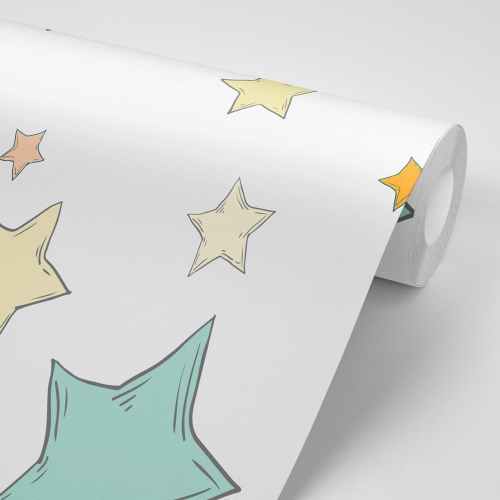 Samolepiaca tapeta vesmírne hviezdičky s bielym pozadím - 75x1000 cm