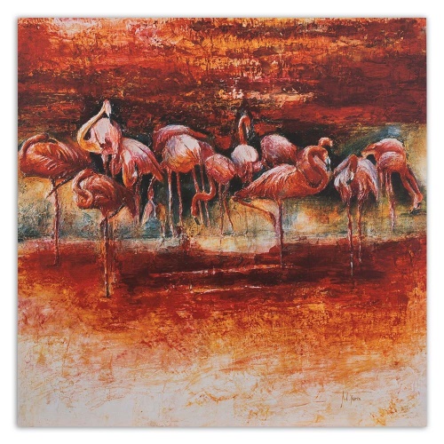 Obraz na plátně Plameňáci růžoví ptáci