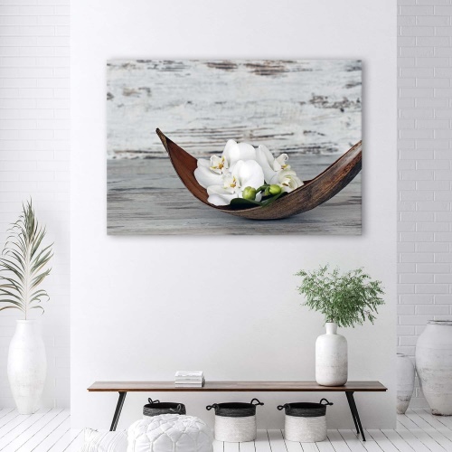 Obraz na plátně, Květiny Orchidej Dřevo Zen Spa