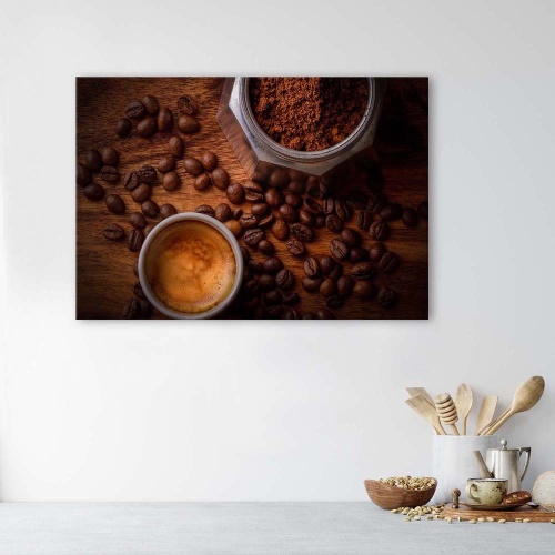 Obraz na plátně, Zrnková káva v šálku
