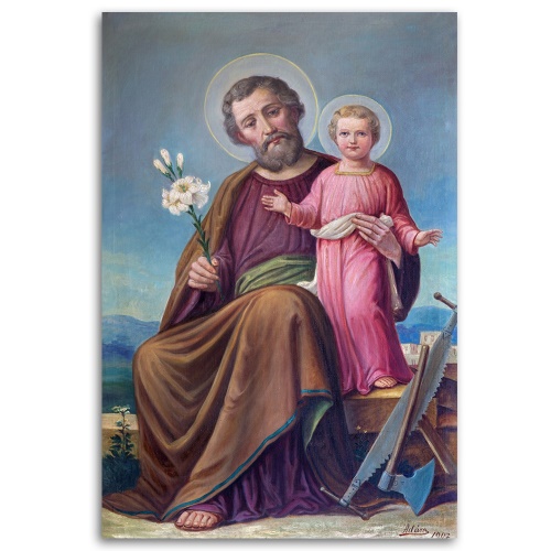 Obraz na plátně REPRODUKCE Svatý Josef a dítě Roznav