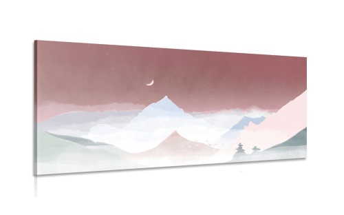 Obraz mesiac nad pastelovými horami