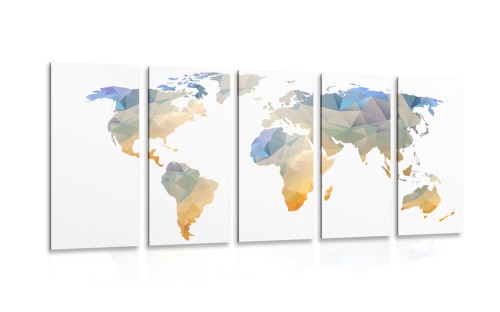 5-dielny obraz polygonálna mapa sveta