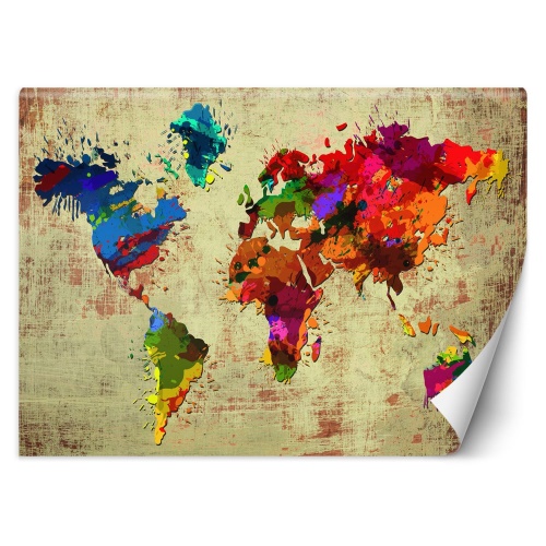 Fototapeta, Barevná mapa světa malovaná