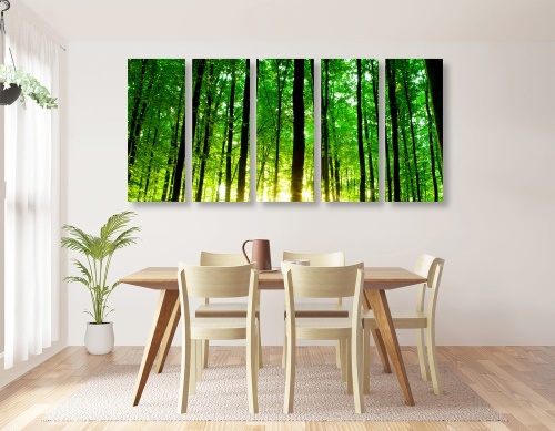 5-dielny obraz svieži zelený les