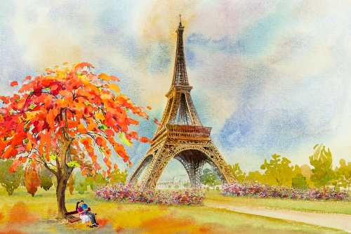 Tapeta Eiffelova veža v pastelových farbách