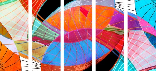 5-dielny obraz pestrofarebná abstrakcia