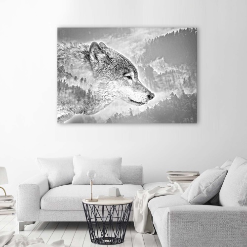 Obraz na plátně Vlk na pozadí lesní přírody