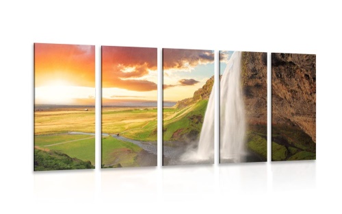 5-dielny obraz majestátny vodopád na Islande