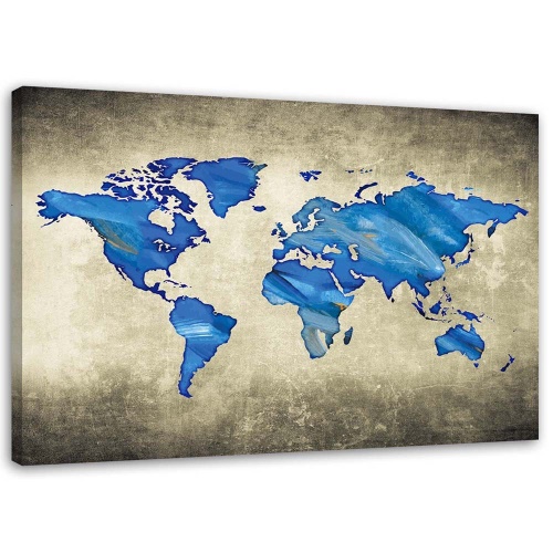 Obraz na plátně Mapa světa modrá