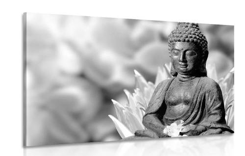 Obraz pokojný Budha v čiernobielom prevedení