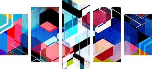 5-dielny obraz abstraktná geometria