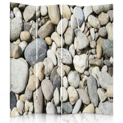 Ozdobný paraván, Kameny na pláži - 145x170 cm, štvordielny, obojstranný paraván 360°