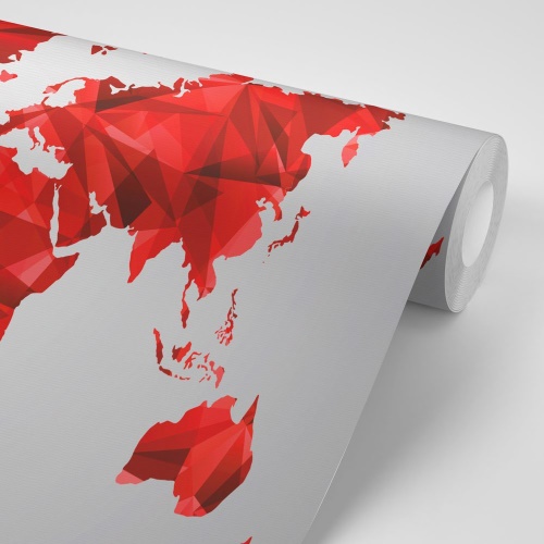 Samolepiaca tapeta červená mapa sveta vo vektorovej grafike