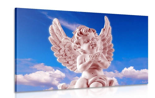 Obraz ružový starostlivý anjelik na nebi