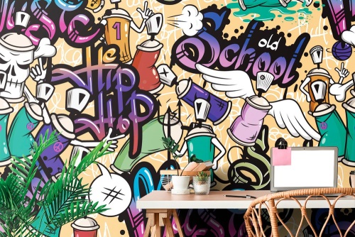 Samolepiaca tapeta s grafickým street art umením
