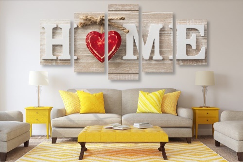 5-dielny obraz s nápisom Home