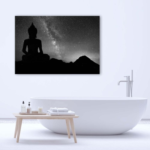 Obraz na plátně Aurora Buddha černobílý