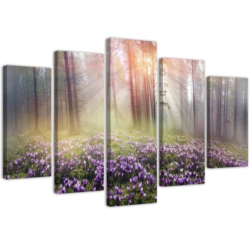 Obraz na plátně pětidílný Mlžný les Květiny