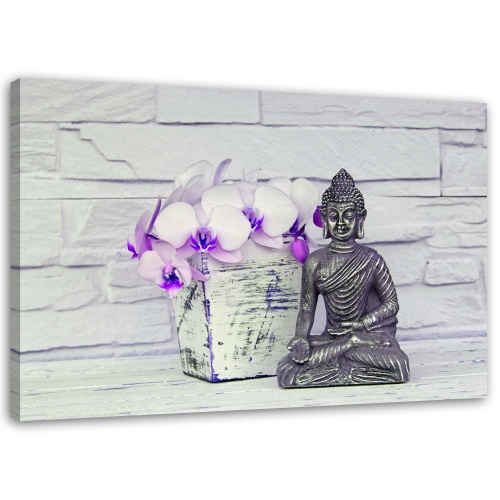 Obraz na plátně Buddha a květiny