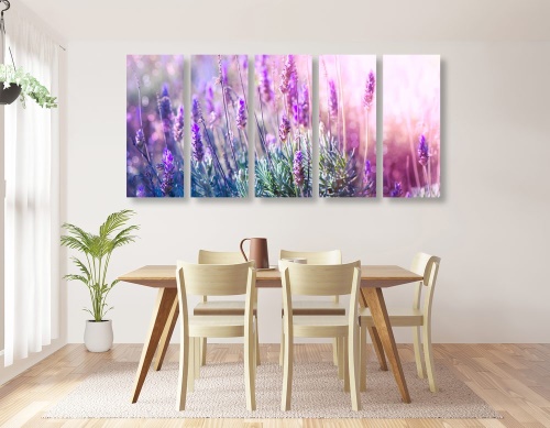 5-dielny obraz kúzelné kvety levandule