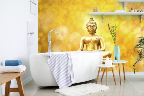 Samolepiaca tapeta zlatá socha Budhu