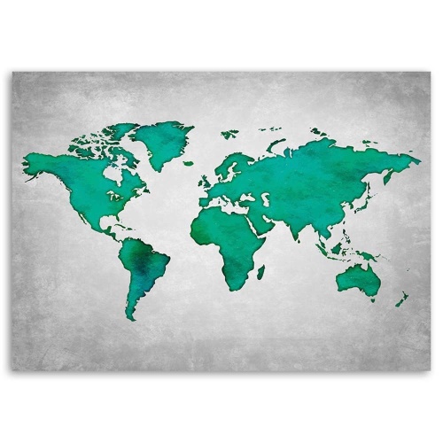 Obraz na plátně Mapa světa Tyrkysová