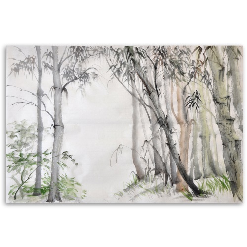 Obraz na plátně, Šedé stromy les malovaný