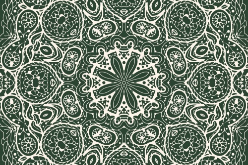 Samolepiaca tapeta biela Mandala na zelenom pozadí